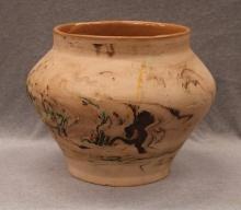 Large Nemadji Pottery Swirl Vase  USA