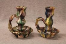 Blended glaze candlesticks