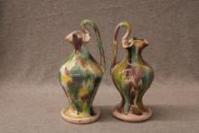 Pair of Blended Glazed Ewers