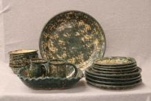 Green Spongeware Dishes