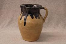 8" Stoneware Pitcher w/Colbalt Top
