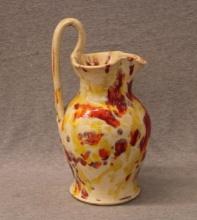 Studio Pottery Ewer with Multi-Color Sponge Glaze