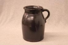 Redware Pitcher with Rich Manganese Glaze