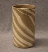 Swirl Marbled Stoneware Cylinder Vase - 6"