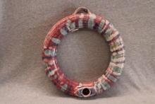 Ring Form Studio Pottery Vase with Drip Glaze