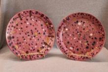 Studio Pottery Plates with Polychrome Spatter Glaze