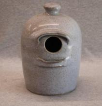 Studio Pottery Birdhouse with Blue Speckled Glaze