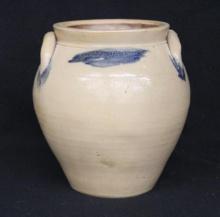 Stoneware Ovoid Jar with Cobalt Decor