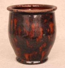 Redware Tulip-Form Jar w/ Mottled Manganese Glaze