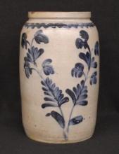2 Gal. cobalt blue brushed Decorated Crock - 13 inch
