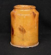 7.5" yellow.mustard glaze canning jar