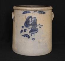6 gal. Cobalt Decorated Floral Motif Crock