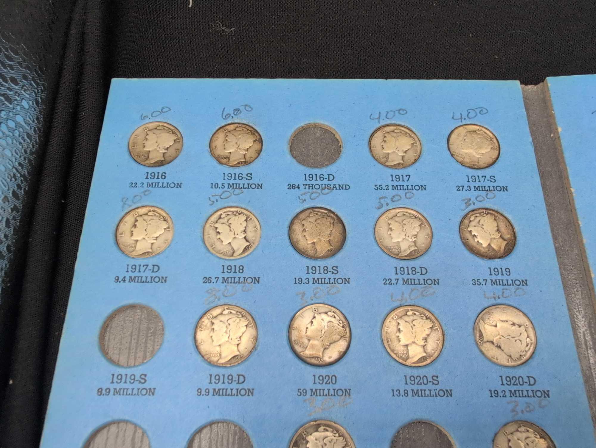 67 Mercury Silver dimes, not a complete book
