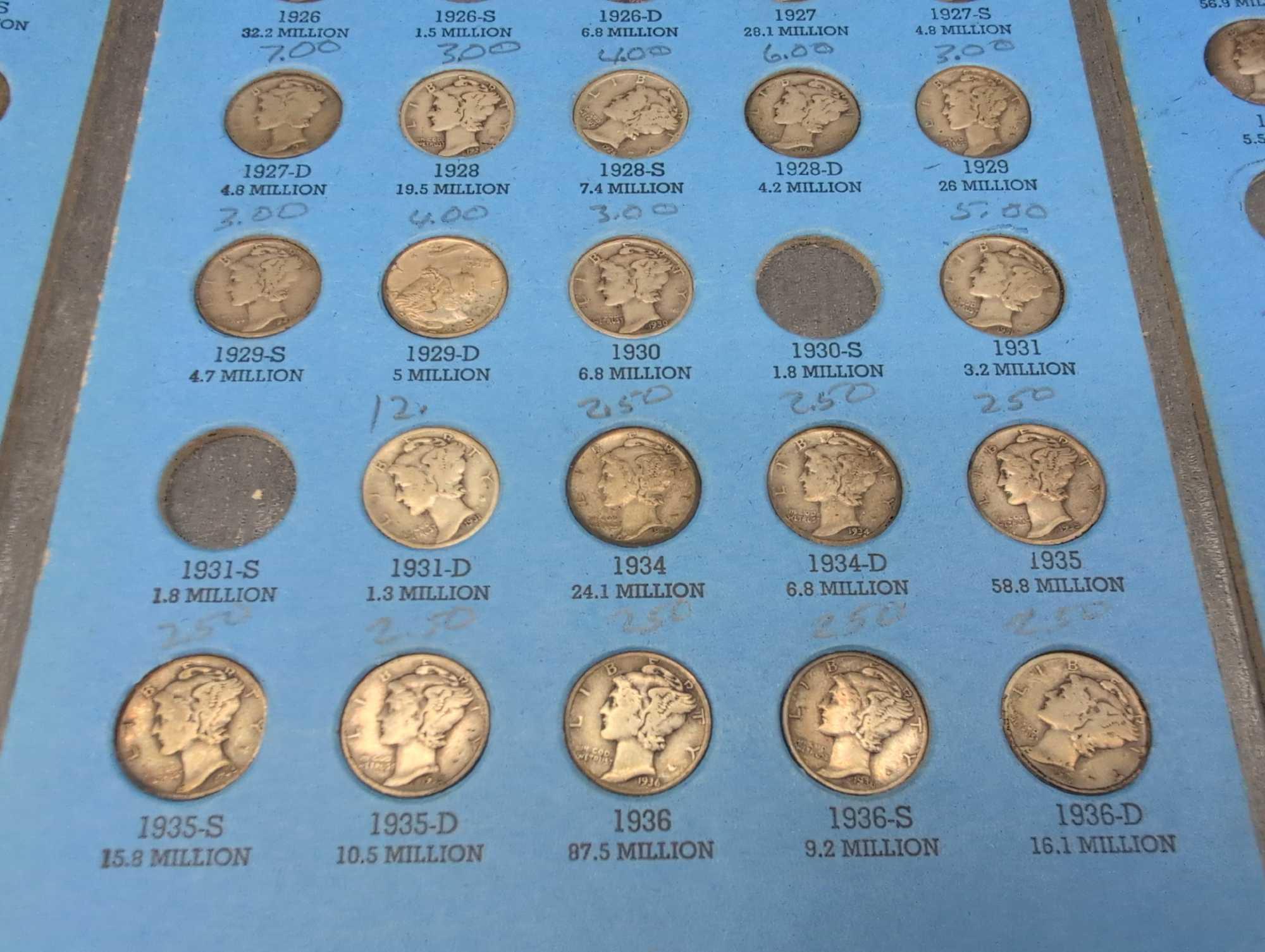 67 Mercury Silver dimes, not a complete book