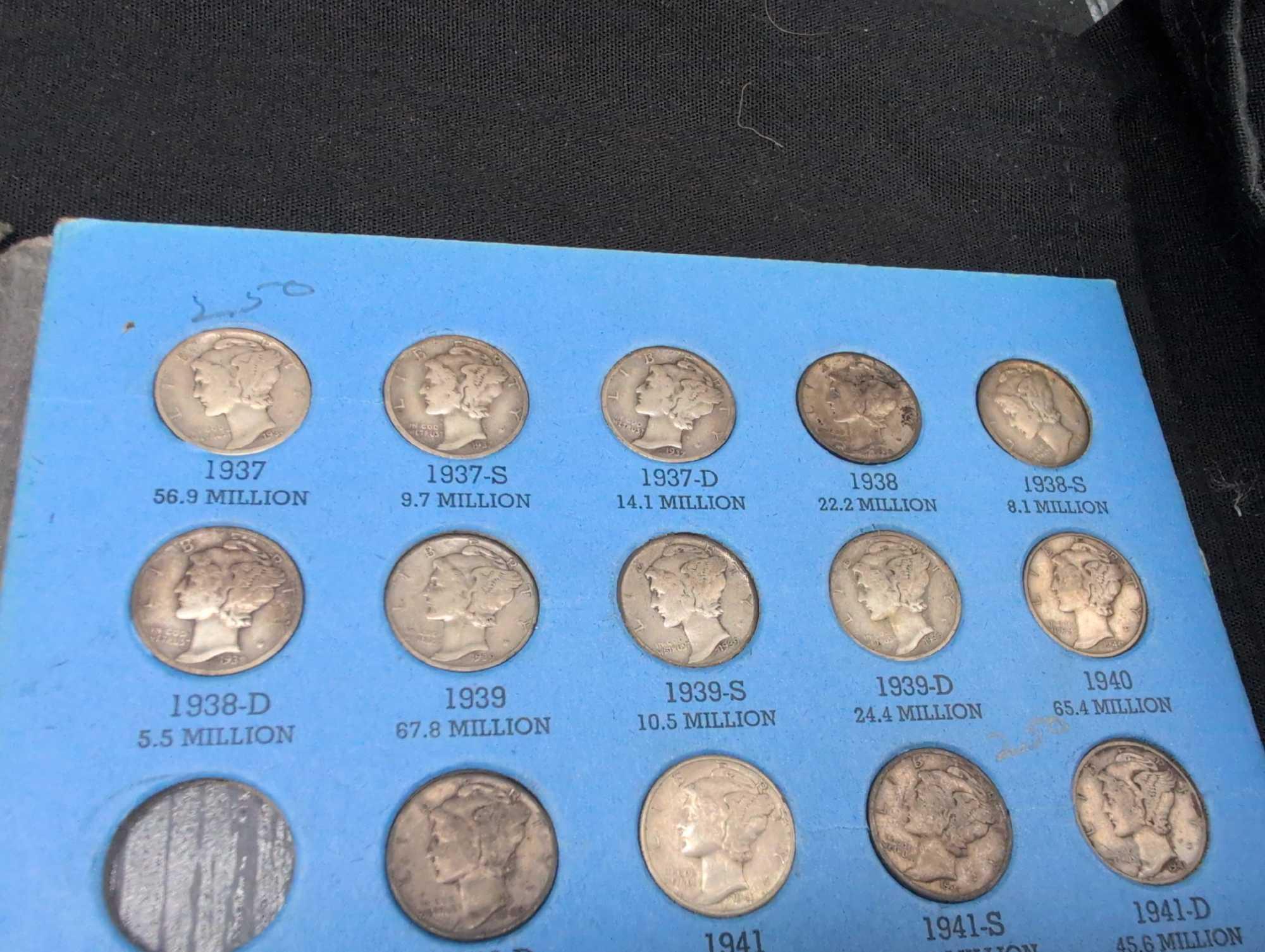 67 Mercury Silver dimes, not a complete book