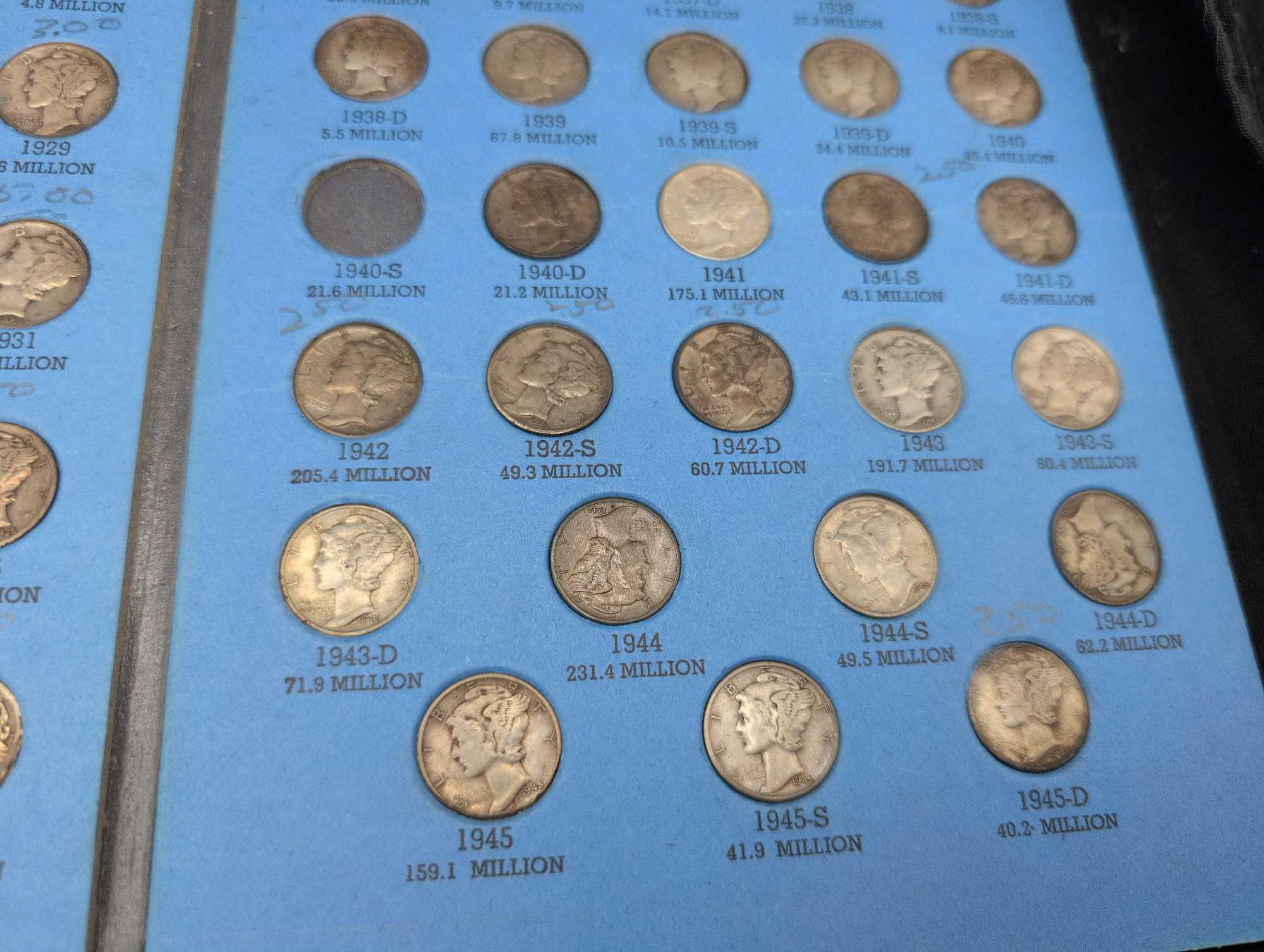 67 Mercury Silver dimes, not a complete book