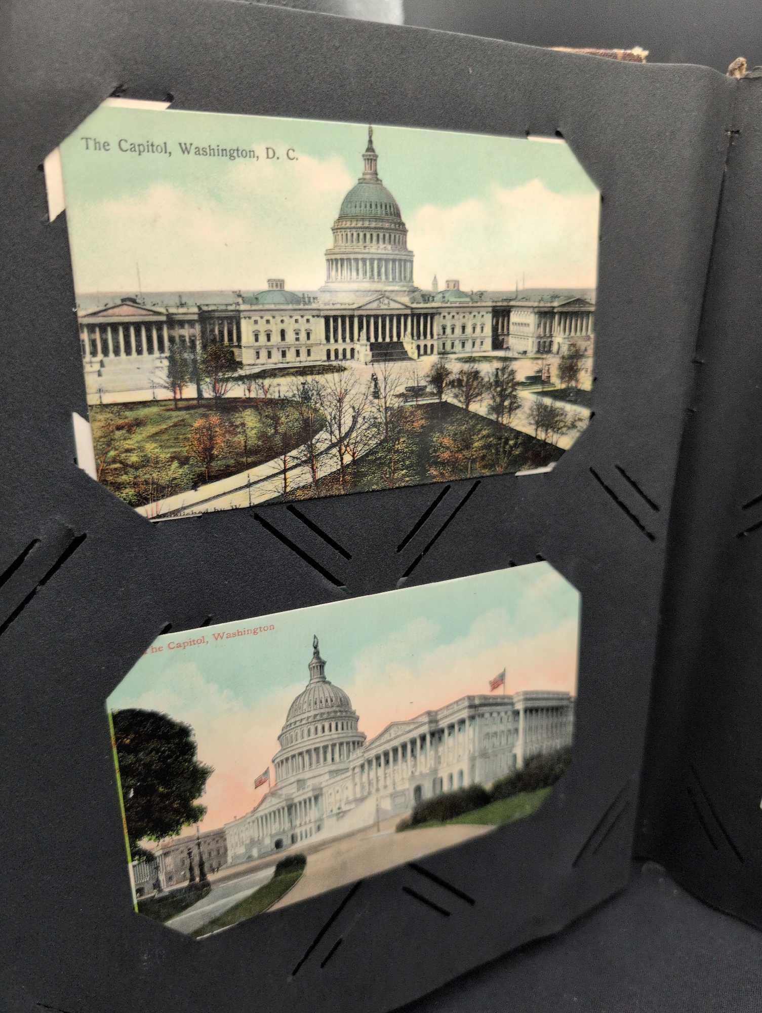 Post card album with a great selection of Washington DC, White House, Landmarks, Philadelphia,