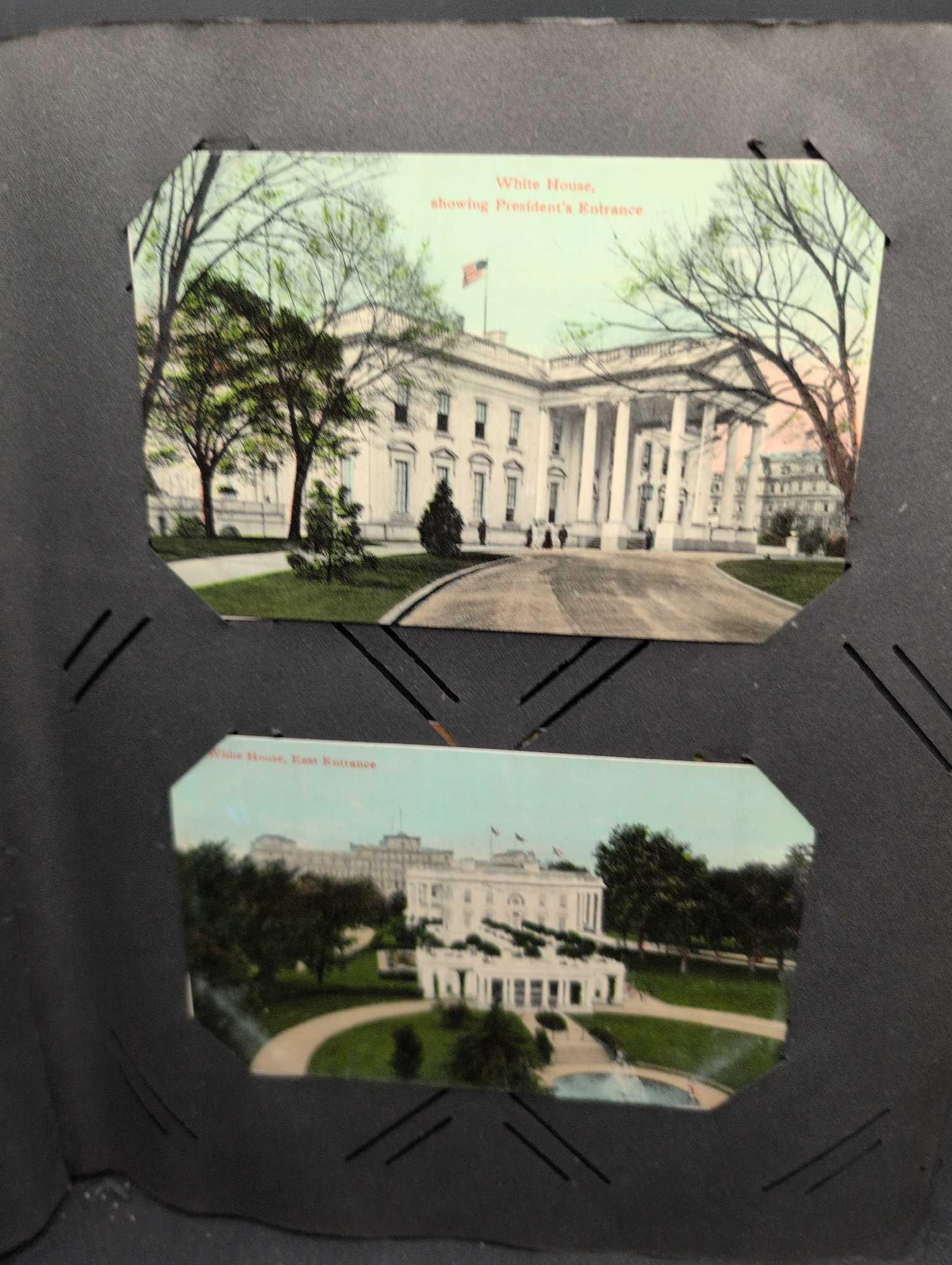 Post card album with a great selection of Washington DC, White House, Landmarks, Philadelphia,