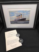 Bradford Exchange Millvina Dean and Artist Simon Fisher pencil signed Titanic print with 1912 US