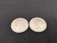 1921 Morgan and 1922 Peace Silver Dollars
