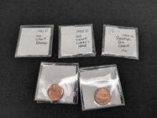 Lot of (5) Lincoln Head cent error coins