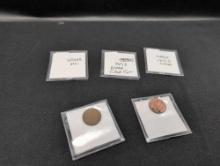 Lot of (5) Lincoln Head cent error coins