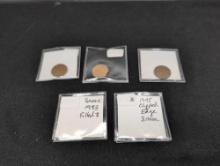 Lot of (5) Lincoln Head cent error coins