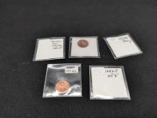 Lot of (5) Lincoln Head cent error coins