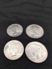 (4) Peace Silver Dollars Gem BU 1922, 23, 23, 25