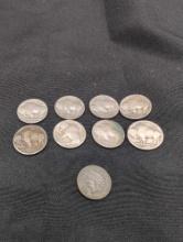 (8) Buffalo Nickels and 1903 Indian head cent