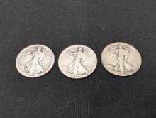 3 Key date Walking liberty half dollars 1917s, 1918p, 1923s