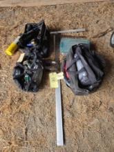 squares, clamps and several bags of hand tools