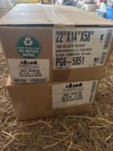two boxes of black 1.5 mil trash bags