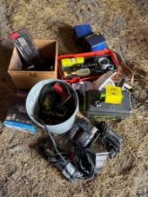 assorted hand tools, heat, gun, ammo can, outdoor light