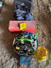 angle grinder, toolbox, tool bags.