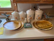 canister set, Bolivar High School dishes, Homco birds