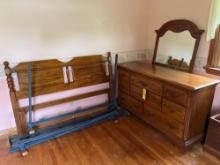 Sumter oak bed & dresser