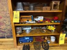 oak shelf and contents, antiques, primitives