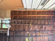 (2) wooden picking ladders, 12 ft long & 14 ft long