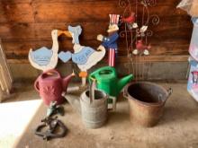 lawn decor, galvanized sprinkler can, lawn sprinklers, etc
