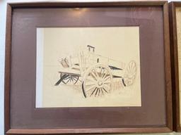 2 Framed Cruickshank Signed Drawings
