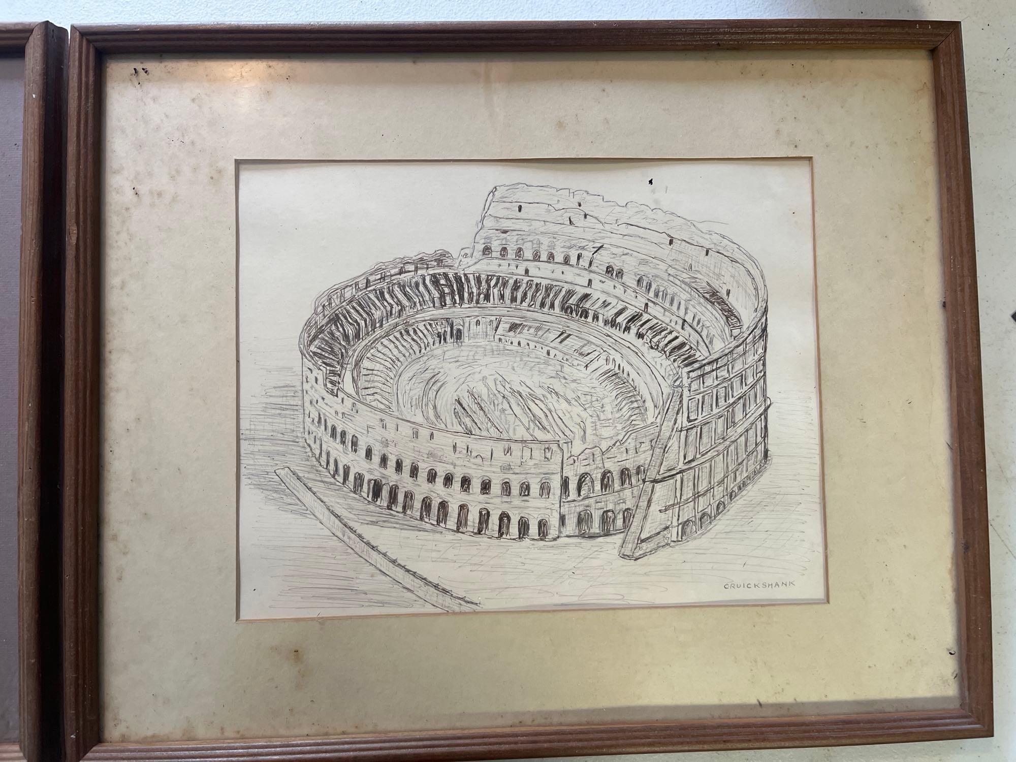 2 Framed Cruickshank Signed Drawings