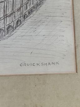 2 Framed Cruickshank Signed Drawings