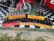 (5) Early Wood Coca Cola Crates and Glass Bottles