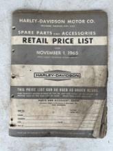 Harley Davidson 1965 Spare Parts and Accessories Retail Price List Catalog