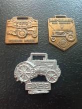 (3) Vintage Watch Fobs - Allis-Chalmers Farm Machinery, Case Tractors, & Ford Ferguson System