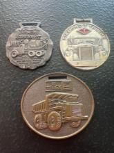 (3) Vintage Watch Fobs - Worthington Blue Brute, Diamond Trucks, & GM Terex