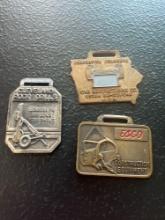 (3) Vintage Watch Fobs - Cedarapids Crushers, Cleveland Rock Drills, & Esco Construction Equipment