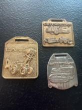 (3) Vintage Watch Fobs - Caterpillar Ohio Machinery Co., Case Power & Equipment, & Caterpillar
