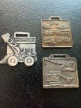 (3) Vintage Watch Fobs - Garwood Buckeye Ditchers/Shovels, Osgood General, & Caterpillar Ohio